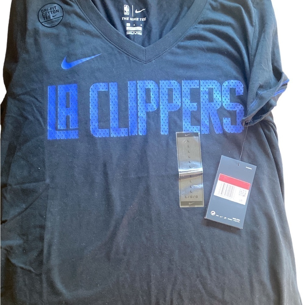 NIKE TEE Dri Fit NBA LA Clippers black Blue V-Neck Short Sleeve Shirt NWT​​